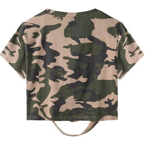 เสื้อยืดครอปคอวีผ้าเจอร์ซีย์ตาข่ายวินเทจไซส์ใหญ่สำหรับผู้หญิง ยี่ห้อ SILKZON INDUSTRY  แบบซับลิเมชั่น โพลีเอสเตอร์ 100% ขายส่งหลากสี - Product Image 2