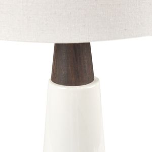 Lampe de table en bois et céramique triangulaire - Product Image 3