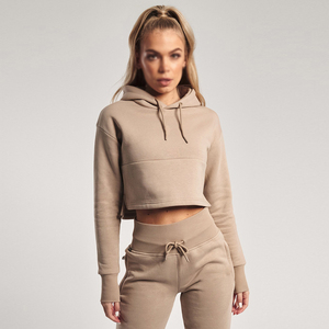 Women Hooded <b>Tracksuit</b> Set Solid Color Full Length Sweatpants With Side Pockets Casual Autumn Wear Spandex Cotton Blend - Product Image 1