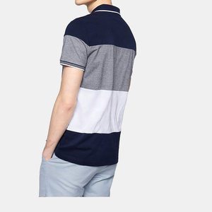 Polo de Hombre en Tejido Transpirable, con Bloques de Color, de Punto, Manga Corta, Corte Regular, Diseño con Botones, Azul Marino, Gris, Blanco - Product Image 4