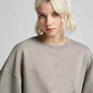 Sudadera Oversize de Cuello Redondo para Mujer, Color Sólido, Hombros Caídos, Manga Larga, Tejido de Algodón, Ropa de Otoño - Product Image 5