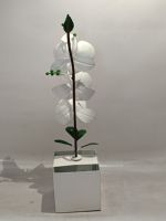 Orchidée Phalaenopsis Artificielle Blanche KSN avec Pot en Fil Métallique, Décoration Moderne, Prix de Gros Usine pour Maison et Bureau