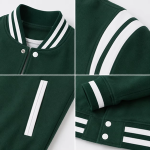 Blouson Bomber Uni Vert Hiver pour Homme à Manches Longues avec Logo Frontal – Vêtement Décontracté de Sport et d'Équipe - Product Image 6