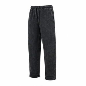 Wholesale Acid Wash Cotton Trousers Custom <b>Vintage</b> Washed <b>Pants</b> Relaxed Fit Casual Streetwear Joggers Apparel Manufacturer - Product Image 1