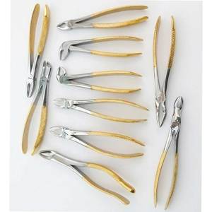 ชุดคีมถอนฟัน 10 ชิ้น ชุบทอง เครื่องมือถอนฟันสแตนเลส เครื่องมือผ่าตัดทางทันตกรรม เกรดโรงพยาบาล ใช้ซ้ำได้ - Product Image 2