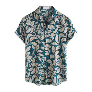Chemises à manches courtes boutonnées pour hommes, imprimé hawaïen, décontractées, respirantes, séchage rapide, écologiques, de la marque Sustainable Supply - Product Image 1