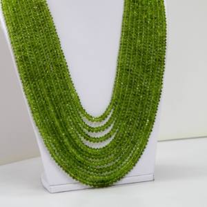 Perles de pierres précieuses naturelles vertes péridot facettées en forme de rondelle de 4 mm, 6 mm, 8 mm, certifiées IGI, 1820 carats, perles semi-précieuses pour bijoux - Product Image 3