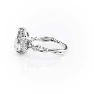 Anillo de mujer con diseño de hoja detallada con diamantes de moissanita y halo oculto para uso diario - Product Image 4