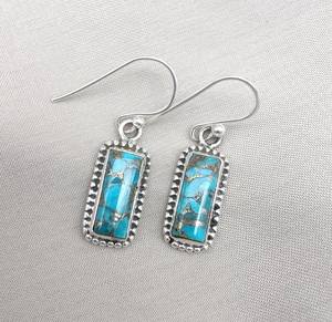 Pendientes de Plata de Ley 925 con Turquesa Azul Cobre, Joyería Colgante Art Deco, Certificados por IGI para Bodas y Fiestas - Product Image 6