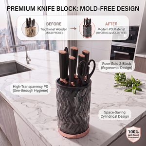 Juego de 8 Cuchillos de Cocina de Acero Inoxidable con Mangos Negros, Juego de Cubiertos para Preparación de Alimentos con Filo Recto Afilado para el Hogar y Restaurantes - Product Image 3