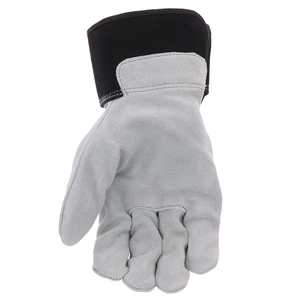 Gants de soudage en cuir fendu noir - Gants de sécurité longs en cuir de vachette véritable pour la protection au travail et la soudure industrielle - Product Image 4