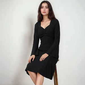 Nouvelle Robe Midi Formelle pour Femme Grande Taille, en Coton Slub Tissé à Impression Numérique Florale, Col en V, Manches Longues, Style Western, Écologique - Product Image 1