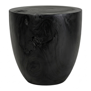 Table d'appoint Kala Exotic en bois de Suar massif, finition noire, design sculptural moderne, tabouret ottoman pour salon - Product Image 2