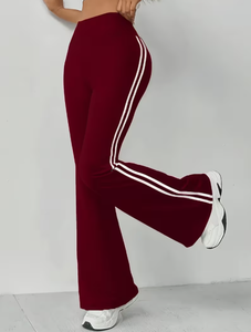 Pantalon de yoga micro-évasé color block tendance pour femme, bas de tenue de sport, pantalon de survêtement mode pour femme, pantalon évasé taille haute pour femme - Product Image 5