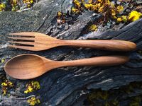Service à salade royal en bois d'acacia avec manche élégant, ustensiles de table en bois, service à salade ou fourchettes à salade, ensemble de couverts cuillère et fourchette