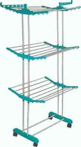Four Tier Stainless Steel Clothes Drying Rack Foldable Standing Laundry Organizer Space Saving Balcony Clothes <b>Dryer</b> Stand - Product Image 6