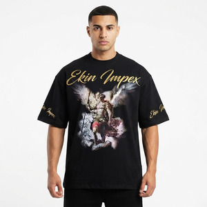 Custom Logo Eagle <b>Animal</b> Print T-Shirt, Black Graphic Crewneck Tee for <b>Men</b> & Women - Product Image 3