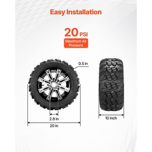 Set di 4 Ruote in Lega di Alluminio Nere da 12 Pollici 20x10 12 per Golf Cart, Compatibili con Club Car EZGO Yamaha 4 P e Altri Veicoli, Pneumatici e Accessori - Product Image 6