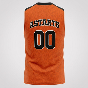 Maillot de basketball sans manches Astarte Sportswear orange 7v7, col ras du cou, évacuation de l'humidité, imprimé par transfert thermique, unisexe adulte, 100% coton - Product Image 2