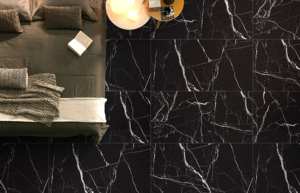 Carreaux de sol en porcelaine vitrifiée brillante grand format Lapiz Black Design, 600x1200mm, noir profond, pour décoration moderne - Product Image 4
