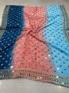 Red Chiffon Shawl With Mirror Embroidery Dot Pattern <b>Long</b> <b>Scarf</b> For Women Traditional Wear Shawls & Hijab All Seasons - Product Image 6
