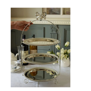 Equipo para Restaurantes y Hoteles, Soporte de Pastel de Lujo de 3 Niveles con Forma de Jaula de Pájaro Dorada Hecha a Mano para Decoración de Bodas - Product Image 2