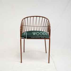 Chaise de café d'extérieur style ferme, nouveau design contemporain, 100% fer massif, bronze rouillé, avec coussin en velours doux, pour salon - Product Image 4