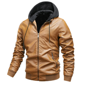 New Genuine Hodded Leather Jacket for Men's Top Quality Material Breathable Men Leather Jackets at Men Leather Jacket - Product Image 5