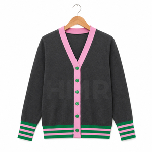 HMR Sorority Greek Apparel Winter Solid Embroidery Women's Vintage University Sisterhood <b>Cardigan</b> <b>Sweater</b> Women V-Neck - Product Image 5