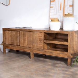 Meuble TV Vandana Ivory Design en bois de manguier massif, style ethnique chic - Product Image 2