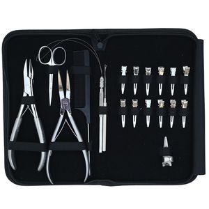 Kit d'outils pour extensions capillaires : Pince à sertir ouverte/fermée, crochet de tirage, mini-ciseaux, peigne à queue, pinces de sectionnement pour coiffure - Product Image 1