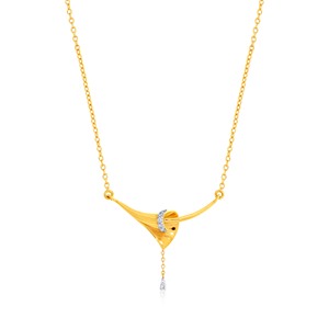 Pendentif minimaliste en or jaune 14 carats avec diamant rond taille brillant pour femme, tendance et idéal pour le quotidien - Product Image 1
