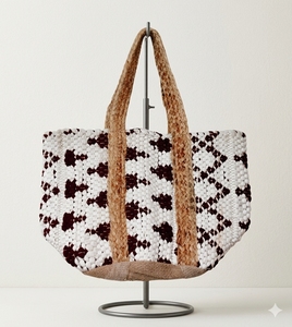 Handcrafted Braided Jute Chindi Bohemian Tote <b>Bags</b> Colorful Cotton Tote <b>Bags</b> Reusable Shopping <b>Beach</b> <b>Bags</b> with two handles - Product Image 1