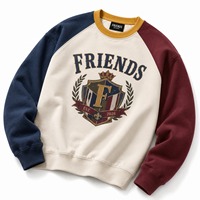 Sweat-shirt à col en V pour homme, manches raglan, polyester/coton, style preppy, coupe classique, automne, doublure non tissée, imprimé uni