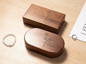 Caja de Joyería de Madera Personalizada con Grabado, con 9 Ranuras de Almacenamiento, para Guardar Recuerdos con Nombre Personalizado - Product Image 5