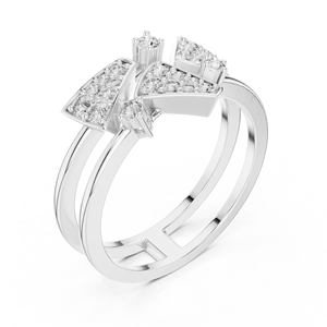 Ensemble de bagues en diamant de laboratoire taille prismatique étincelante, or blanc 18 carats plaqué rhodium, pierres latérales 0,28 carat, pour femme, fiançailles, soirée, cadeau glamour - Product Image 1