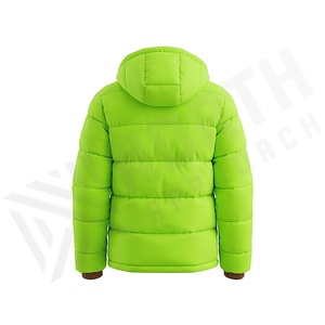 Hooded Quilted Waterproof <b>Bubble</b> Jacket Black Full Sleeve Winter Windproof Cotton Shell Knitted Fabric Polyester Filling Stand - Product Image 2