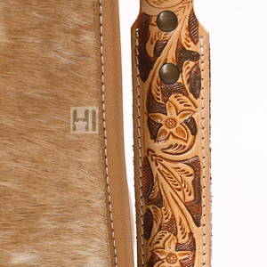 Bolso tote de cuero de vaca estilo vaquera occidental con flecos de gamuza y pelo. - Product Image 3