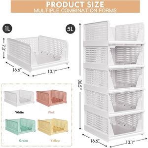 Set di 5 Contenitori Impilabili in Plastica, Organizzatori Multifunzionali Pieghevoli per Armadio, Impermeabili - Product Image 3