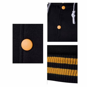 Blouson universitaire à capuche noir, rouge, blanc, orange pour homme, en coton molletonné, avec boutons-pression, style Letterman, fournisseur OEM - Product Image 4