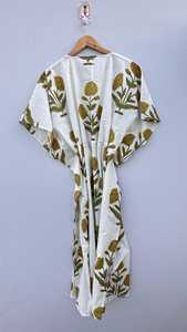 Robe longue en coton pur pour femmes, vêtements de nuit, design tendance, robe longue ample à imprimé, robe kaftan maxi pour femmes - Product Image 2