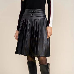 Jupe en cuir pour femme de couleur unie, couleur personnalisable, nouvelle qualité supérieure, respirante, jupe en cuir résistante - Product Image 1