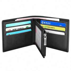 Cartera Negra de Cuero Genuino Hecha a Mano, de Lujo y Moda, para Hombre, Cartera Delgada - Product Image 1