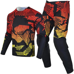 ชุดมอเตอร์ครอสผู้ชายแบบกำหนดเอง เสื้อแขนยาว กางเกงขายาว สีตัดต่อ พิมพ์ลายแบบรีดร้อน แห้งเร็ว ระบายอากาศได้ดี % เรซซิ่ง - Product Image 1