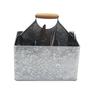 Organizador de Mesa para Restaurante y Bar, Porta Cubiertos y Servilletas de Acero Galvanizado con Asa de Madera para Cocina - Product Image 6
