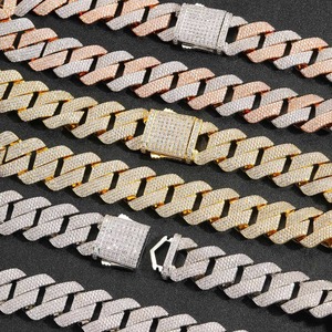 Cadena cubana de moissanita premium con diamantes, de plata de ley 925, estilo hip hop, collar de lujo para hombre, ideal para conciertos. - Product Image 1