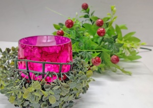 Custom Dark Green Marbleized Metal <b>Candle</b> Holder High Quality Handmade <b>Small</b> Decorative Multi-Purpose Mouth blown Glass Globe - Product Image 4