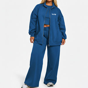 OEM/ODM Chándal de Invierno de Felpa 100% Algodón, Bordado, Color Sólido, Talla Grande para Mujer, con Logotipo Personalizado Serigrafiado, Grueso - Product Image 4