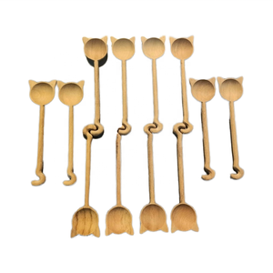 Vente chaude d'usine 16cm de long Double coeurs cuillère en bois pour thé et café pour la maison hôtel Restaurant vaisselle et décor de fête - Product Image 4