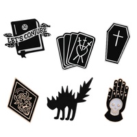 Broche Punk Gótico Oscuro de Esmalte con Diseños de Ataúd, Libro, Mano, Gato y Bruja para Mochila, Camisa y Solapa